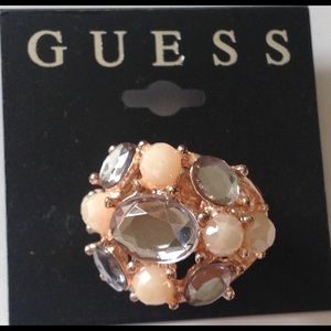 NWT Guess Ring RoseGold Metal & Large Stones